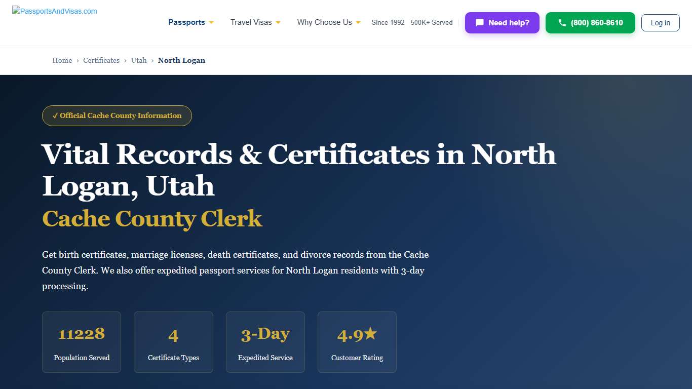 Birth, Marriage & Death Certificates in North Logan, UT | Cache County Vital Records