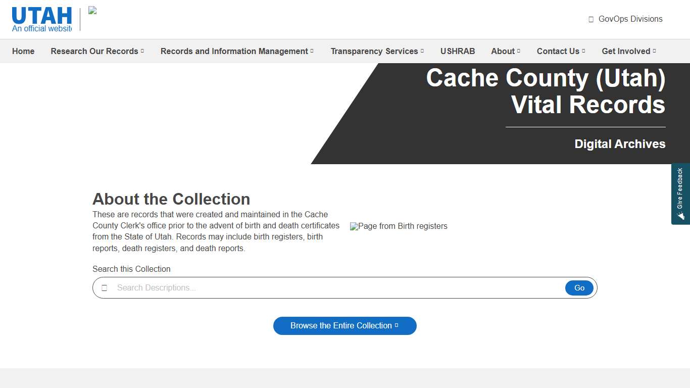 Cache County (Utah) Vital Records | Utah Division of Archives and Records Service